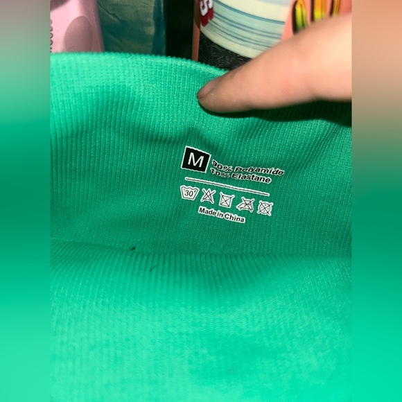 High-Waist Women's Bike Shorts in Bright Green - Picture 2 of 3